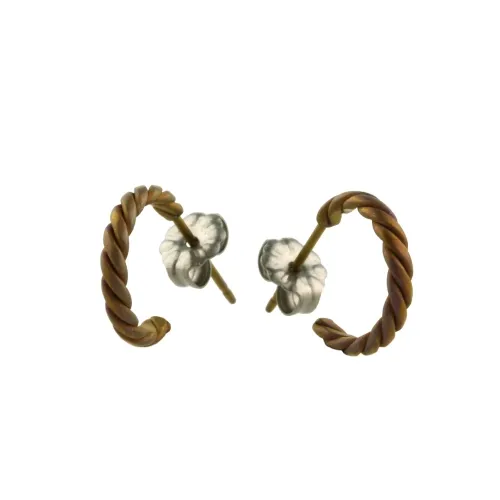 Small 12mm Twisted Tan Hoop Earrings